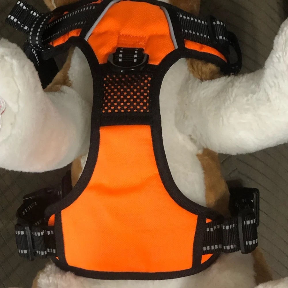 PHOEPET No Pull Dog Harness Medium Reflective Adjustable, 2 Metal Hooks Vest